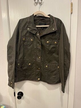 J.Crew Women’s Downtown Field Jacket Utility Military Waxed Cotton Size XL